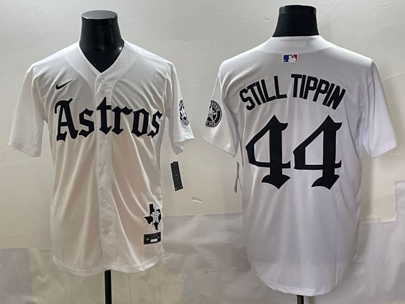 Men 2025 Houston Astros #44 Still Tippin White Five generations Joint Name Nike MLB Jersey style 1